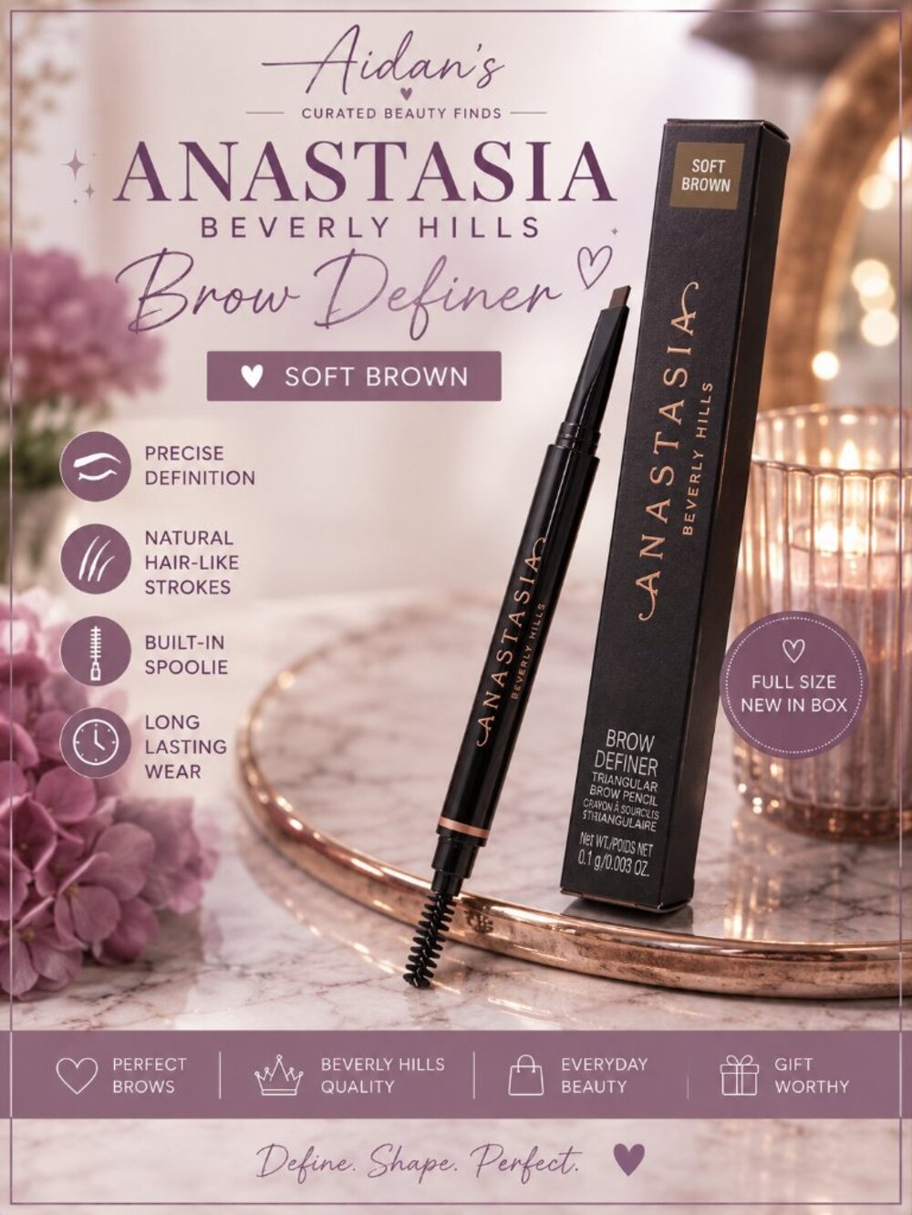 Anastasia Beverly Hills Brow Definer Soft Brown Triangular Brow Pencil NIB